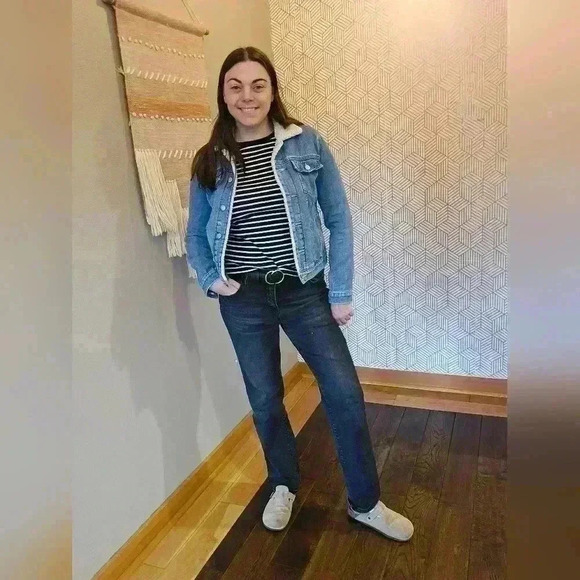 Gap for GOOD Classic Light Weight Denim Jacket w/ Wool Collar - Picture 3 of 5